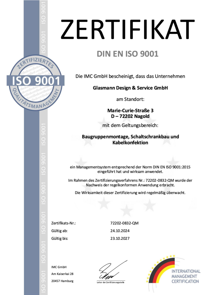 Glasmann DIN EN ISO 9001 Zertifizierung